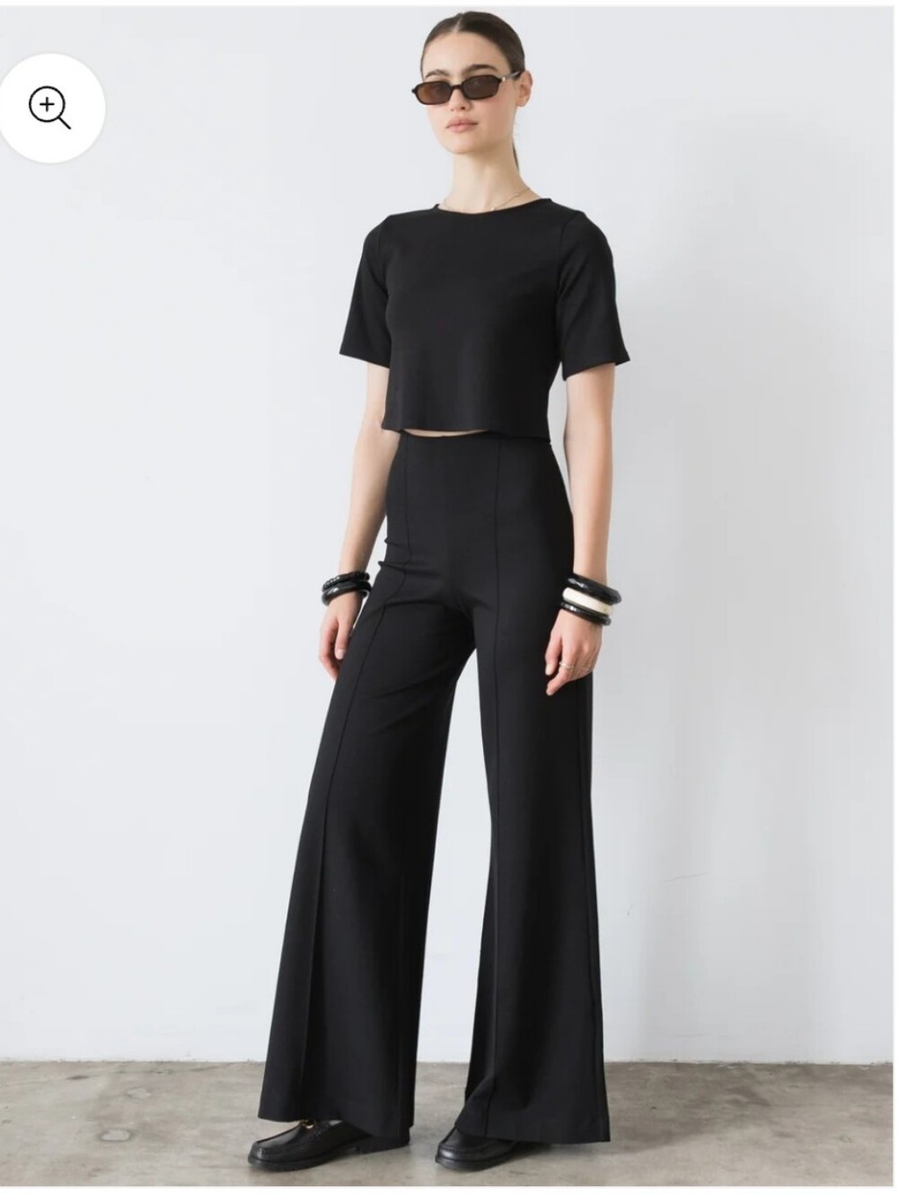 Ripley Rader Ponte Knit Long Wide Leg Black Trouser Pants Size Small